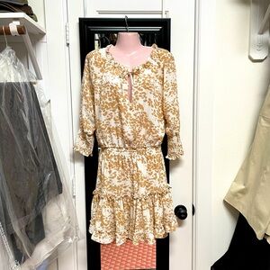 Buddy Love Cream and Tan Long Sleeve Dress